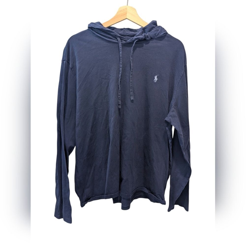 Polo Ralph Lauren Navy Blue Lightweight Hoodie Tee Men's XL Thin Cotton Preppy